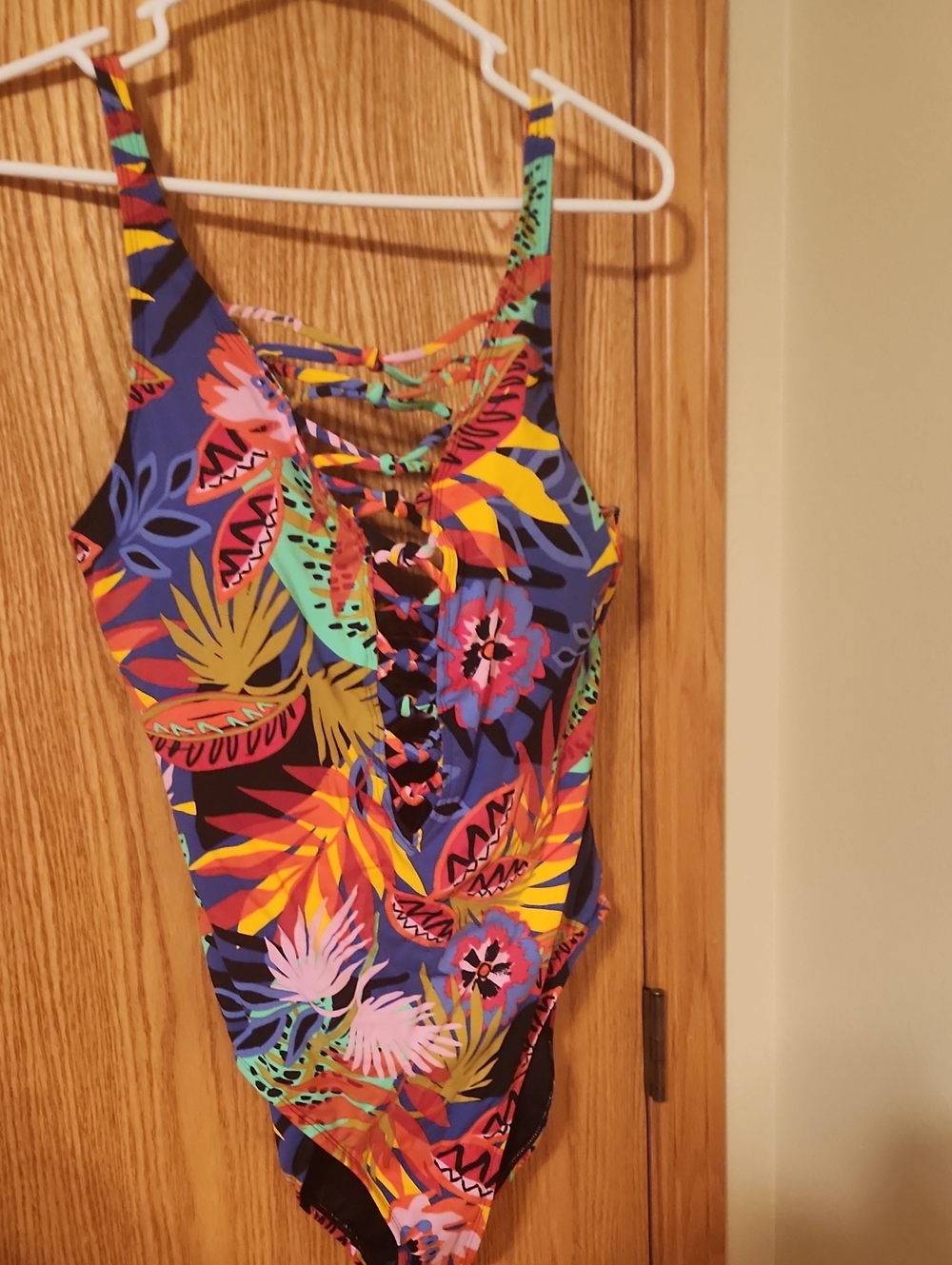 Bleu Rod Beattie Black One-Piece with Multicolor Strappy Detail